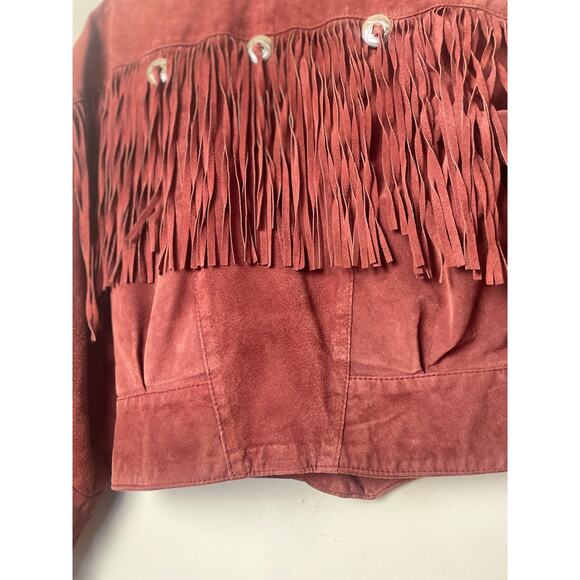 Vintage Cosa Nova Western Women’s Jacket Long Fringe Size Medium Rust Orange Red - Picture 7 of 16